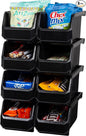 ReadySpace Plastic Containers for Organizing and Storage Bins for Closet, Kitchen, Office, Garage or Pantry Organization, Stackable Bins, Medium (11" x 5" x 5.5"), 8-Pack, Black