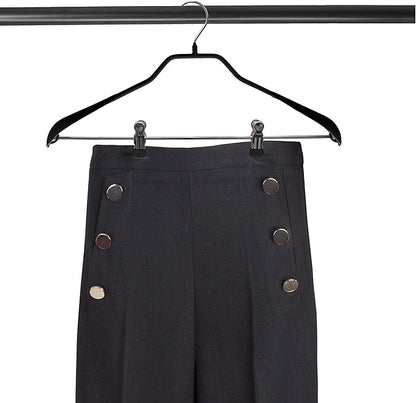 Mawa by Reston Lloyd BodyForm Series Non-Slip Space Saving Clothes Hanger with 2 Clips for Pants or Skirts, Style 42/LK, Set of 5, Black