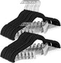 HOUSE DAY Velvet Skirt Hangers 24 Pack, Black Velvet Pant Hangers with Adjustable Clips, Space Saving Slim Shorts Hanger, Heavy Duty Non Slip Clip Hanger for Pants, Skirts, Shorts