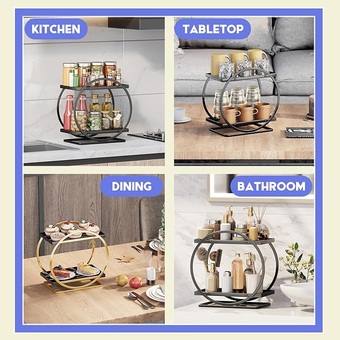 PARBEE Mens Cologne Organizer, 2-Tier Perfume Display Stand Metal Cologne Organizer Display Shelf, Sturdy Makeup Skincare Cosmetic Storage Shelf for Bathroom Countertop