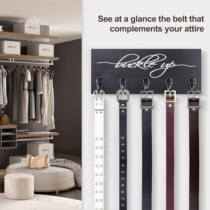 Tie Rack and Belt Organizer for Closet, Wall Mount Belt Hanger and Tie Organizer for Stores and Displays Mens Accessories for Easy Selection and Space Saving Efficiency(11.4" x 4.7")