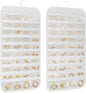 1 Pack Hanging Jewelry Organizer 80-Pocket Dual-sided Jewelry Storage for Earring Necklace Bracelet Ring Travel Holder, White