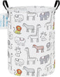 Laundry Basket Canvas Fabric Collapsible Organizer Basket for Storage Bin Toy Bins Gift Baskets Bedroom Clothes Children Nursery Hamper (Animals)