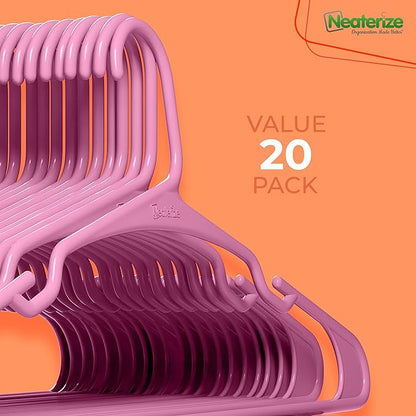 NEATERIZE Clothes Hangers Plastic 20 Pack for Adults - Plastic Hangers, The Perfect Coat Hanger and Space Saving Clothes Hangers for Closet, Percheros Ganchos para Colgar Ropa Hangars - Navy Hangers