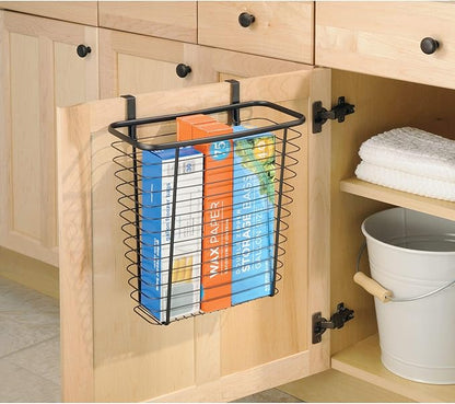 iDesign Steel Over-The-Cabinet Waste Basket or Storage Bin, The Axis Collection, 7.1" x 12.2" x 14.2", Bronze