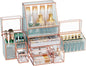 Youdepot Large Makeup Organizer, Glass Cosmetic Storage with Drawers, Stackable Makeup and Jewelry Organizer for Vanity Table, Bathroom Countertop, Skincare, Lipsticks, Perfume, Brushes