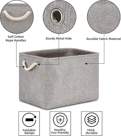 Bidtakay Grey Baskets [2-Pack] Shelf Baskets for Storage 16" X 11.8" X 11.8" Large Fabric Rectangular Decorative Storage Basket Organization Bins for Shelves Closet Home Organization(Grey)