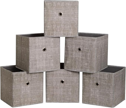 Foldable Storage Cubes Bins ,11 Inch Cloth Storage Cube Fabric Storage Box Cubes Organizer Baskets with Handles for Home Organizer Set of 6 (Cowboy Grey)