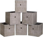 Foldable Storage Cubes Bins ,11 Inch Cloth Storage Cube Fabric Storage Box Cubes Organizer Baskets with Handles for Home Organizer Set of 6 (Cowboy Grey)