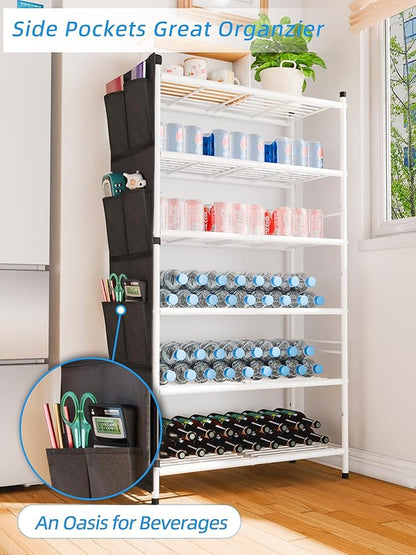 6 Tier 27" Metal Shoe Rack for Closet, Shoe Organizer Storage Shlef with Pocket, White