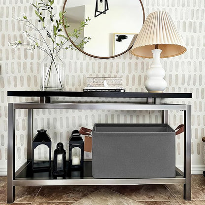 CHICVITA Storage Baskets for Shelves, Large Fabric Storage Bins with Metal Frame, Closet Organizer Bins for Living Room Bedroom, 16 ¾" L x 11" W x 9 ¾" H, Gray, 4-Pack