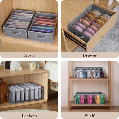 Zilink Upgraded Underwear Drawer Organizer with Support Board, Clear Drawer, 7 Grids Divider, Sock Organizer for Closet, Nursery, Baby Clothes, Bra, Sock, Tie - 3 Pack