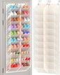 UVIAHOMI 20-30 Pairs Over the Door Shoe Organizer, Breathable Pocket Hanging Shoe Storage for Closet, 10-Tier Door Shoes Rack, Handing Shoes Holder Fit All the Family's Sneakers, Boots, Heels, Beige