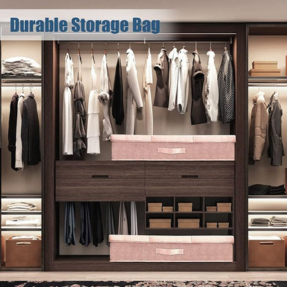 Supowin Underbed Storage Containers Bin with Lids, Large Under Bed Storage Organizer Box with Handle, Foldable Under the Storage Bags for Organizing Clothes, Shoes, Blankets, Pillows