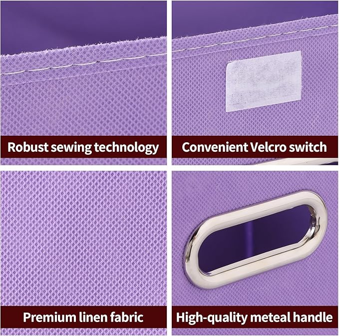 STOREONE Fabric Storage Cube Bins Foldable Organizer Container Collapsible Basket with Lids and Metal Handles, for Home, Bedroom, Closet 6 Pcs (multicolour)