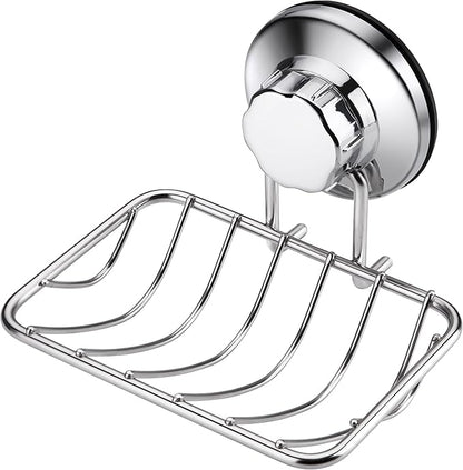 iPEGTOP Super Powerful Vacuum Suction Cup Shower Soap Dish - Updated Strong Rustproof Stainless Steel Soap Saver Sponge Holder for Bathroom & Kitchen Sink, 2 Pack