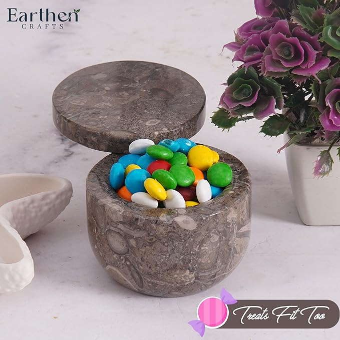 Marble Salt Cellar with Swivel Lid 3 Inch Salt Box Oceanic Mini Salt and Spice Jar Storage Magnetic Lock Container, Salt Crock for Sea Salt, Flaky Salt, and Sugar
