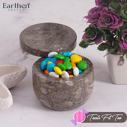 Marble Salt Cellar with Swivel Lid 3 Inch Salt Box Oceanic Mini Salt and Spice Jar Storage Magnetic Lock Container, Salt Crock for Sea Salt, Flaky Salt, and Sugar