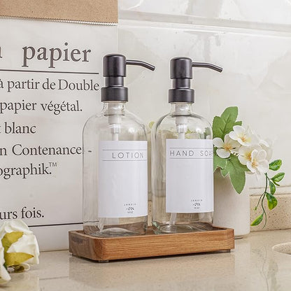 Vanity Tray, Bathroom Tray, Soap Dispenser Tray for Bathroom, Kitchen and Home Decor(Acacia-Small)