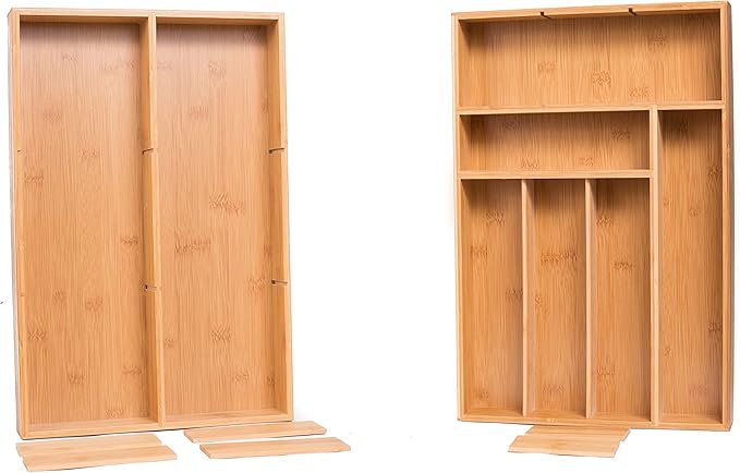 BIRDROCK HOME 2 pc Bamboo Drawer Organizer