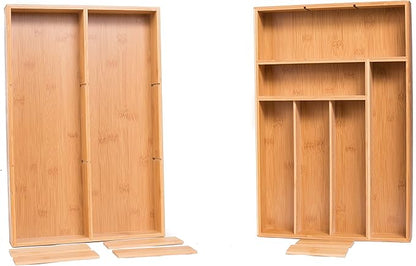 BIRDROCK HOME 2 pc Bamboo Drawer Organizer
