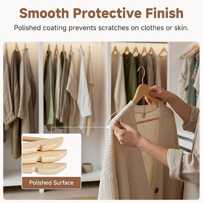 StorageWorks Wooden Hangers 20 Pack, Wood Coat Hangers for Closet, Heavy Duty Clothes Hangers for Suits, Shirts, Pants, Jackets, Natural Wood Color