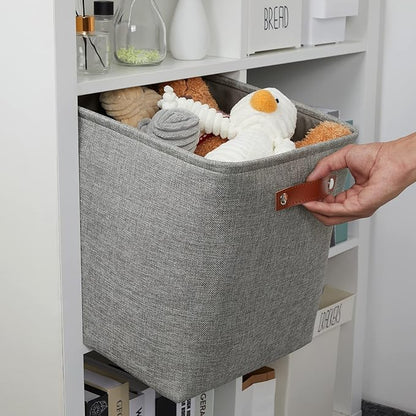 DULLEMELO Cube Storage Boxes,13 inch Fabric Baskets Closet Storage Bins for Home Organization and Storage,Stackale Gift Baskets Empty for Nursery Clothes Toys Kids Storage(Grey)