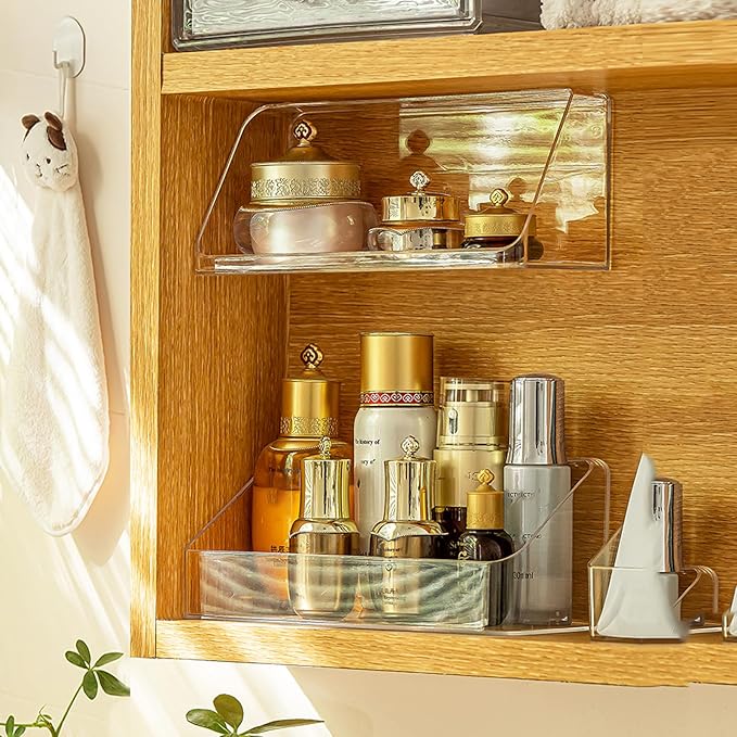 Medicine Cabinet Organizer Shelf, Vanity Trays for Bathroom Counter, Cosmetic Storage Tray, Makeup Organizer, Beauty Organizer