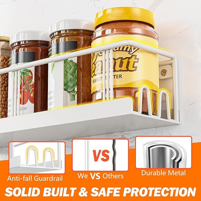Bunoxea Spice Rack Wall Mounted 3 Pack, Space-Saving Spice Organizer for Spice Jars and Seasonings,Screw or Adhesive Hanging Spice Rack Organizer for Your Kitchen Cabinet,or Pantry Door White