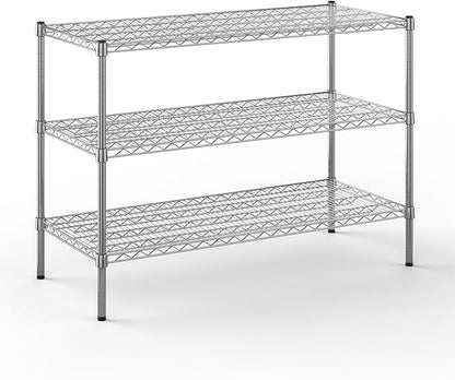 21" Deep x 48" Wide x 34" Height Wire Shelving Kit | 3-Tier | NSF Commercial Storage Rack Unit