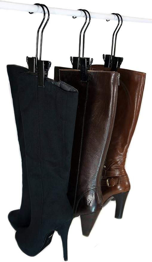 On Sale! The Boot Hanger in Black - Shoe Storage Space Saver (Set of 3); Boot Hanger, Boot Holder, Boot Clips (BLACK)