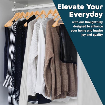 Lifemaster Solid Wooden Hanger Set - 10 Pieces Non-Slip Versatile Closet Space-Saving Hanger Set for Suit, Coat, Camisole, Jacket, Pants, and Dresses with 360° Swivel Hook