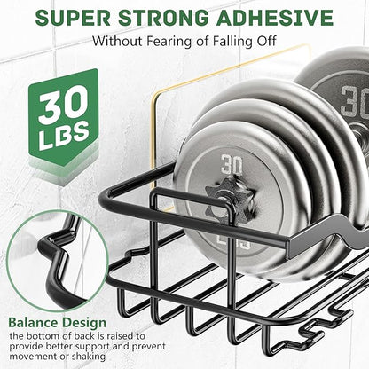 OMAIRA 3-Pack Shower Caddy with Soap Holder, Adhesive Rustproof No-drill Strudy Loading Inside Shower Organizer Shelves Rack Storage Bathroom Organization for Smooth Wall Glass Tile (Large)