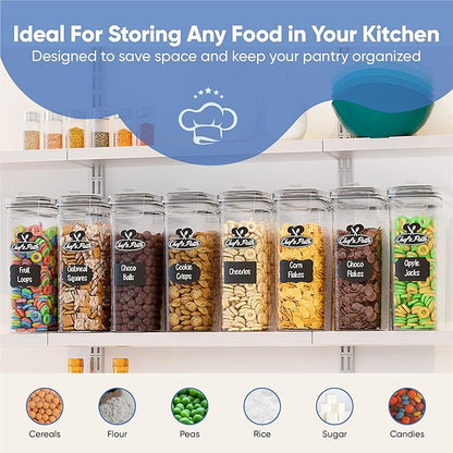 Set of Storage Box - Lunch Box, 8 Labels, Set of Spoons and Marker, Flour Box - BPA-Free Plastic Box (4 L) - Chef's Path (4)