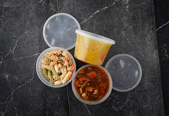Healthy Packers 50 Set 16 oz Plastic Deli Containers with Lids – Clear Plastic Containers with Lids for Food – BPA Free, Leakproof, Stackable, Microwave & Freezer Safe