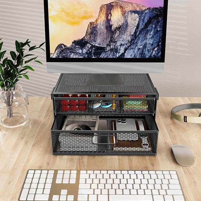 Under Desk Drawer Organizer No Drilling 2 Slide Out Drawer Under Desk Storage Drawer Clamp On Under Desk Management Drawer Organizer Suitable for Home and Office