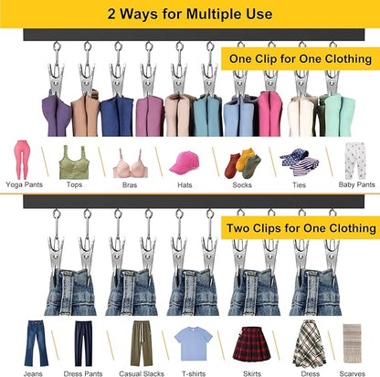 Legging Organizer for Closet, Pants Hangers with Clips Holds 20 Leggings, Jeans, Hats, Shorts, Socks, 360° Rotating Space Saving Hanging Clothes Organizer for Closet Organizers and Storage 4Pcs