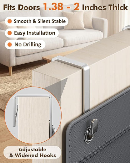 20-30 Pairs Over the Door Shoe Organizer, 10 Tiers Shoe Rack for Door, Hanging Shoe Organizer Storage for Closet, Bedroom, Bathroom with Wider & Deeper Pockets, Dark Gray
