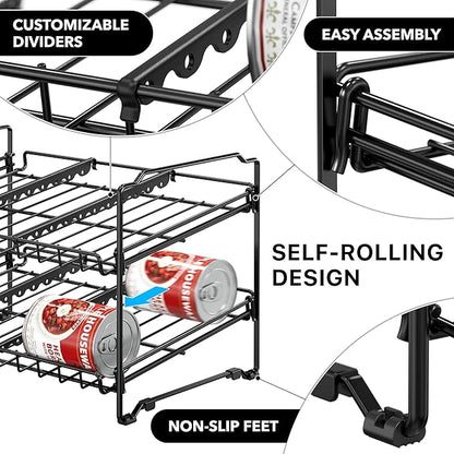 Simple Houseware 2 Tier Stackable Can Rack, Black, 2 Pack