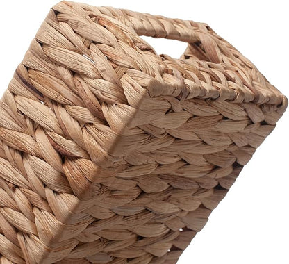 Toilet Paper Basket for Back of Toilet Water Hyacinth Long Narrow Wicker Bathroom Storage Basket with Built-in Handles 14.2 x 6.5 x 3.7 inch