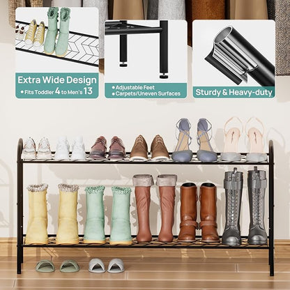 viewcare Long Shoe Rack for Closet, 3-Tier Extra Long Shoe Rack for Entryway & Garage, Sturdy Metal Construction, Shoe Organizer Holds 15-18 Pairs