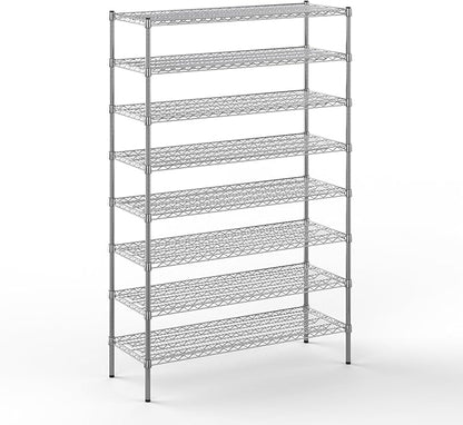 18" Deep x 48" Wide x 74" Height Wire Shelving Kit | 8-Tier | NSF Commercial Storage Rack Unit