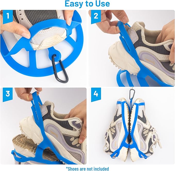 2 Pack Shoe Holster for Backpack with Clip Hanger, Shoe Holder for Sneakers, Cleats, for Travel, Outdoors, Sports (X-Large, Blue)