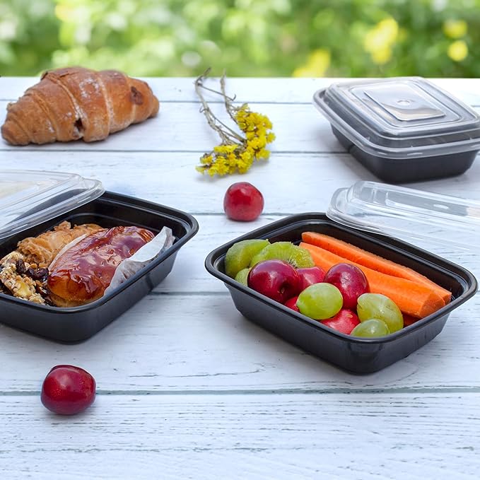 GUSTO 12 oz -1 Compartment Meal Prep Containers with Lids – [50 Count] Reusable, Microwaveable, Dishwasher & Freezer Safe, BPA-Free Food Storage Boxes for Portion Control (Formerly Comfy Package)