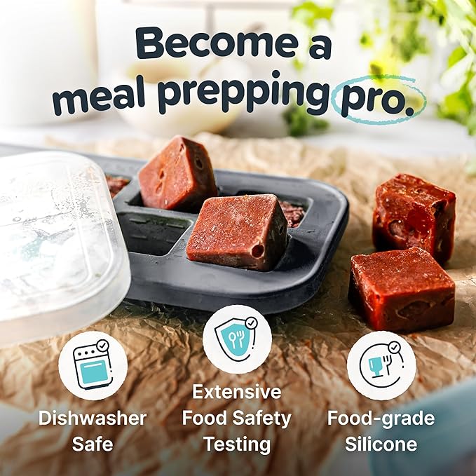Souper Cubes 2 Tbsp. Silicone Freezer Molds - Perfect for Storing Garlic, Herbs, Ginger, Pesto, Tomato Paste, Lemon Juice, Purees and More - Charcoal – 1-Pack