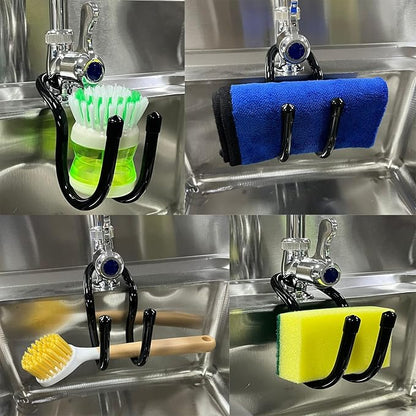 Pmsanzay Sling Flexible Sink Caddy, Sink Sponge Holder Organizer, Non-Slip – Holds Sponge, Scrubbing Brush or Dishrag, Not hiding dirt, easy to clean - Black