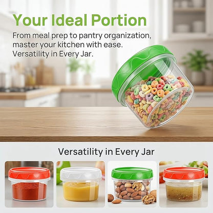 EONJOE 4oz Plastic Containers with Lids Reusable Dishwasher Freezer Safe Airtight, 6-Pack