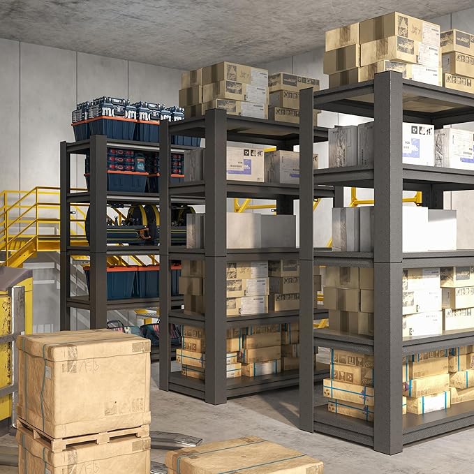 5 Tier Garage Shelves Heavy Duty,72"*48"*24" Metal Shelving Units and Storage 2000lbs Adjustable Steel Shelf Organizer Storage Racks Tool Utility Shelf and Large Industrial Warehouse Basement Shelving