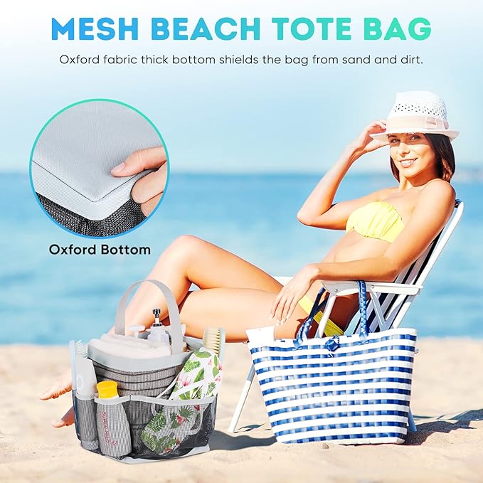 EUDELE 2 Pack Mesh Shower Caddy Portable for College Dorm Room Essentials, Shower Caddy Dorm with 8-Pocket Large Capacity,Shower Bag for Beach,Swimming,Gym