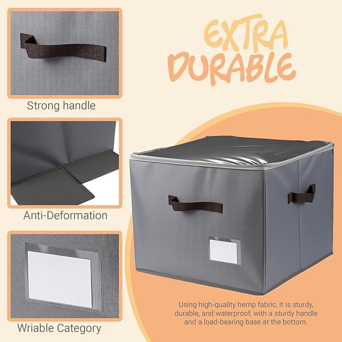 2 Pack Shoe Organizer for Closet，Foldable Shoe Storage Organizer with Clear Cover and Sturdy Handles,Fits 12-16 Pairs (gray)